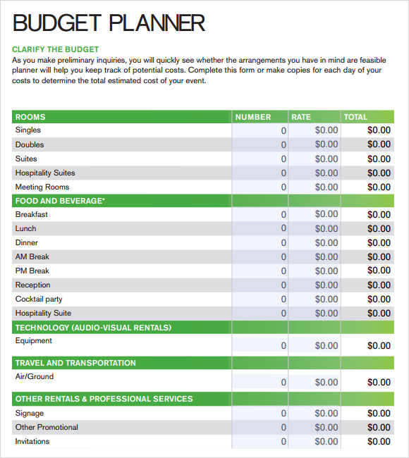 Budget Planner Template Free